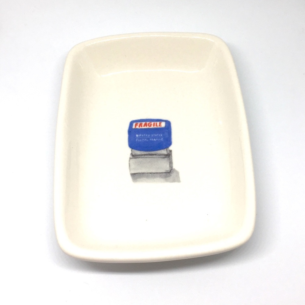 Rae Dunn FRAGILE STAMP Ceramic Office Organizer